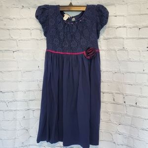 Monsoon Girl Navy Blue Dress SZ 7-8